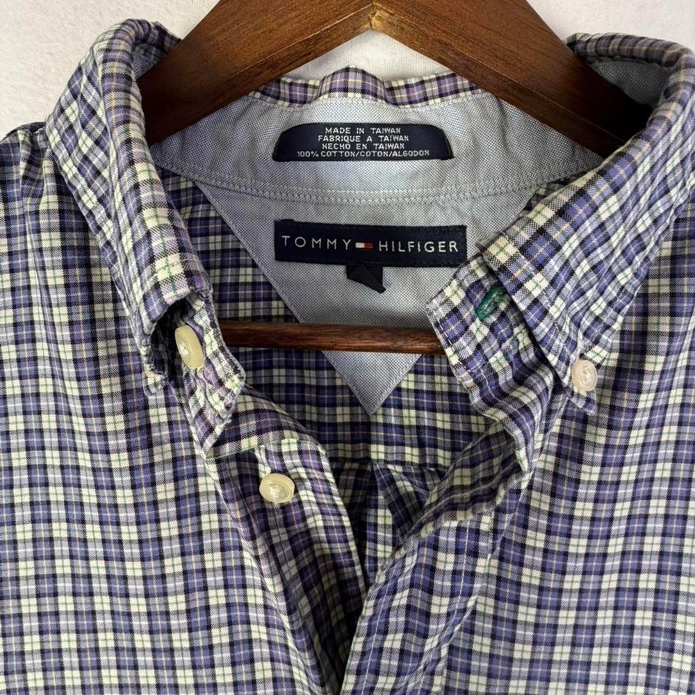 Vintage 90s Tommy Hilfiger Plaid Button Down Shirt Size L